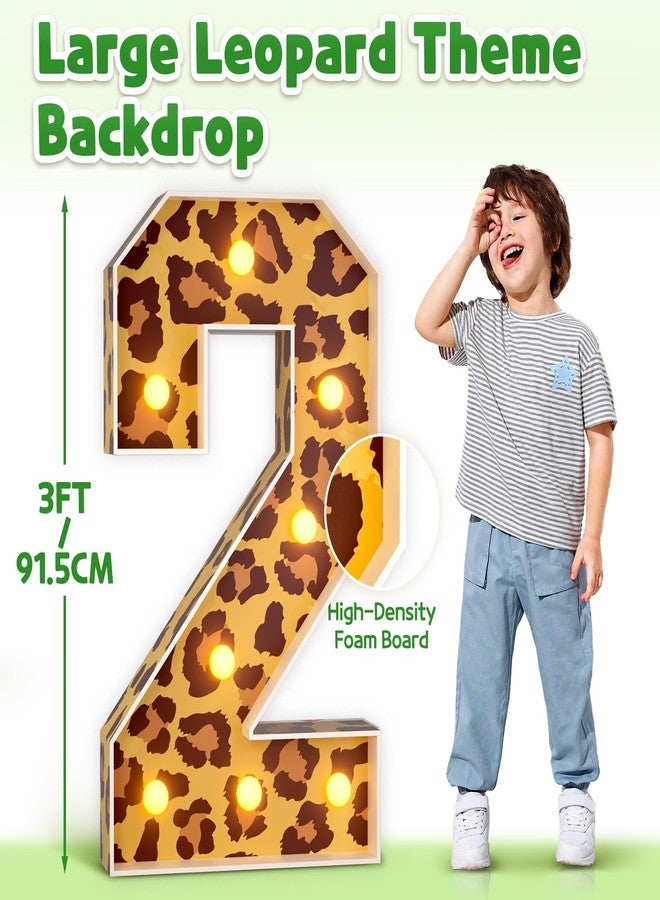 imprsv Marquee Numbers Safari 2nd-Birthday Decorations: 3ft Large Light Up Number 2 Two Wild Birthday Decoration Wild Second Party Decor Balloon Frame - Image 4